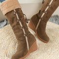 Faux Fur Lined Suede Wedge Boots