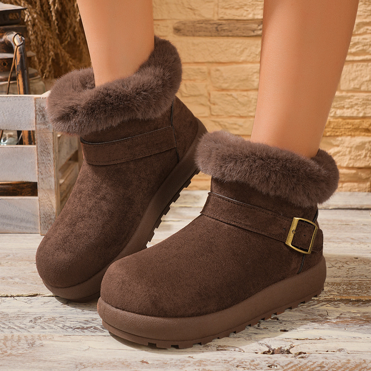 Faux Fur Lined Suede Winter Boots