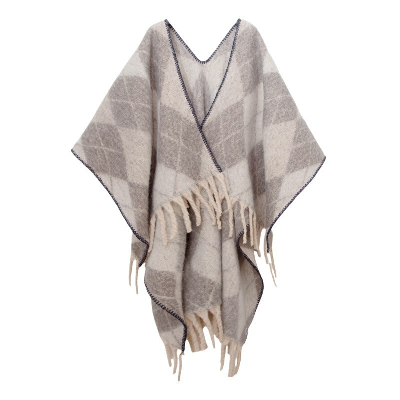 Fringed Jacquard Blanket Shawl Wrap Scarf