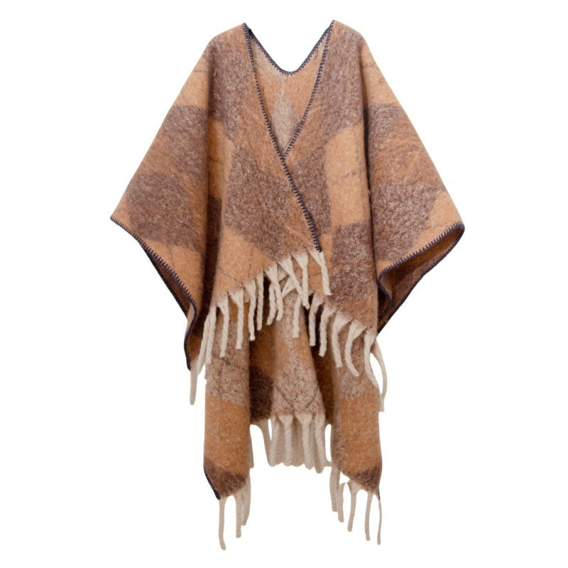 Fringed Jacquard Blanket Shawl Wrap Scarf