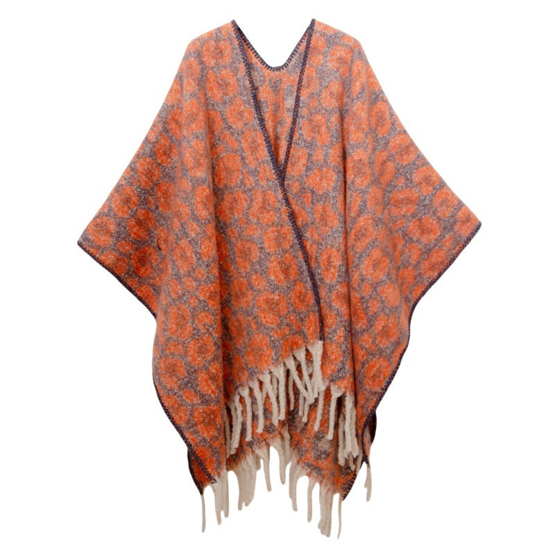 Fringed Jacquard Blanket Shawl Wrap Scarf