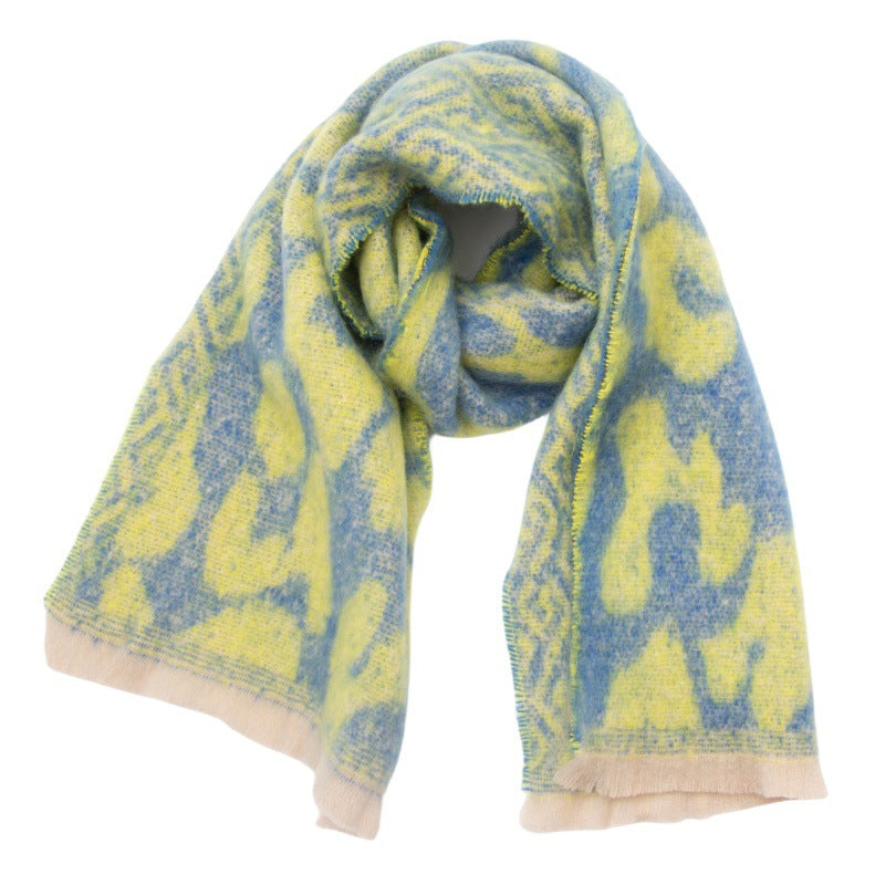 Brushed Leopard Print Winter Blanket Scarf