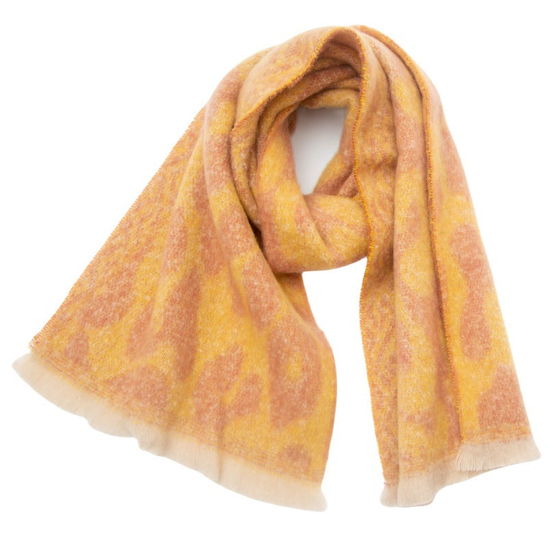 Brushed Leopard Print Winter Blanket Scarf
