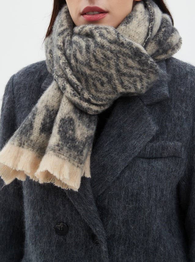 Brushed Leopard Print Winter Blanket Scarf