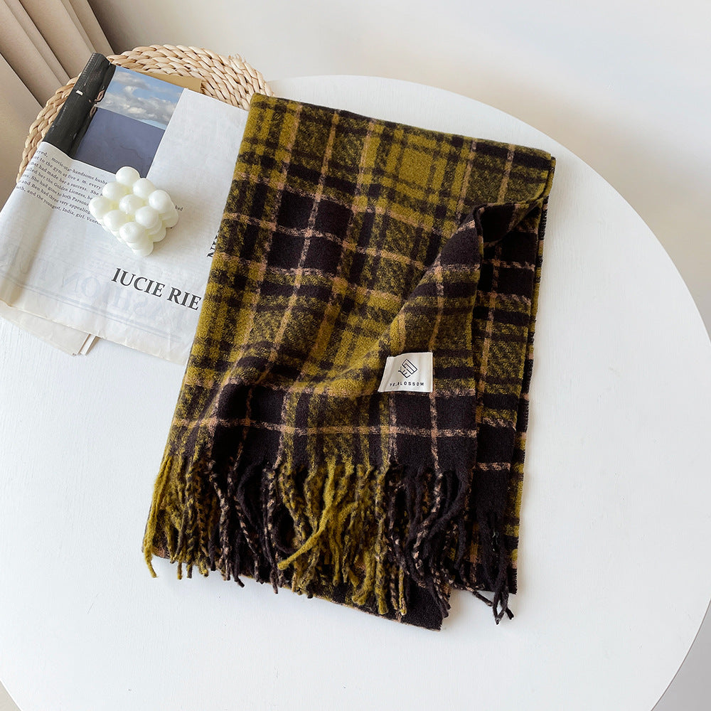 Oversized Plaid Tassel Blanket Scarf