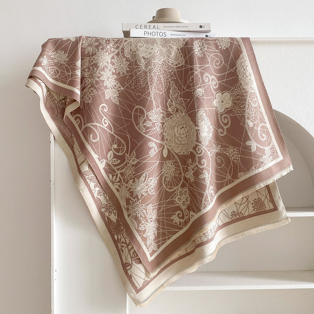 Damask Floral Reversible Blanket Scarf