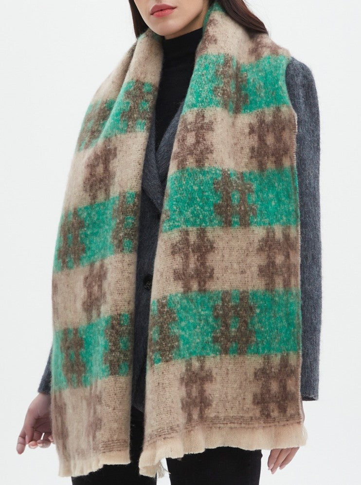 Brushed Grid Check Oversized Blanket Scarf