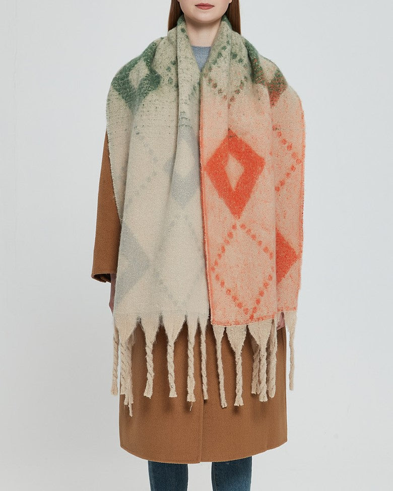 Diamond Argyle Fringe Blanket Scarf Wrap
