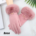 Women's Touchscreen Winter Gloves | Faux Fur Windproof Knit