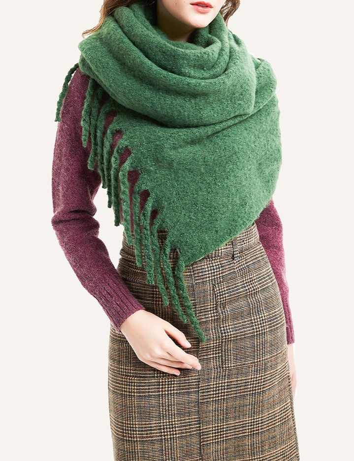 Chunky Brushed Fringe Blanket Scarf