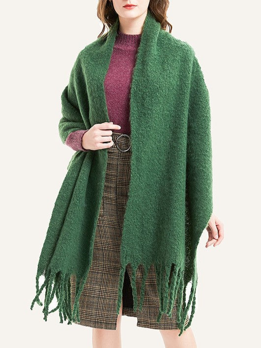 Chunky Brushed Fringe Blanket Scarf