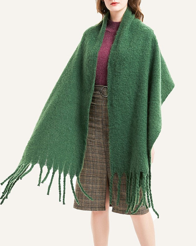 Chunky Brushed Fringe Blanket Scarf