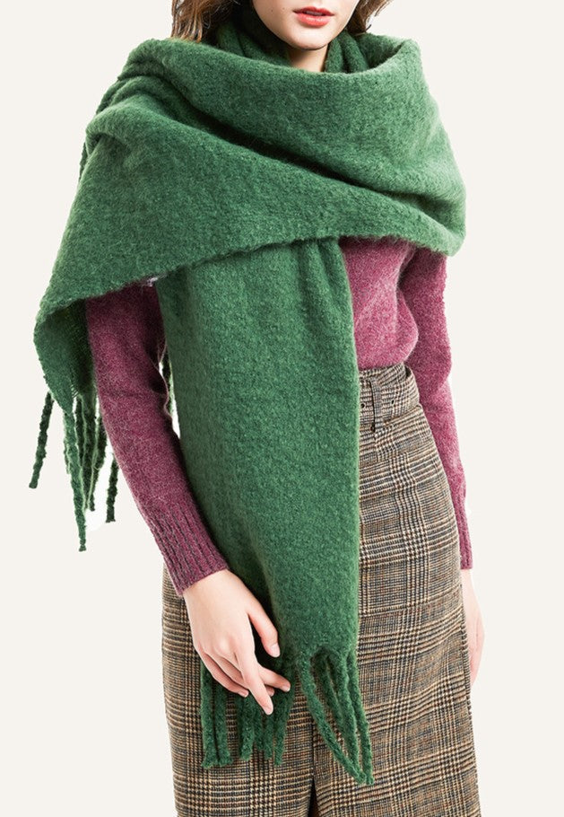 Chunky Brushed Fringe Blanket Scarf