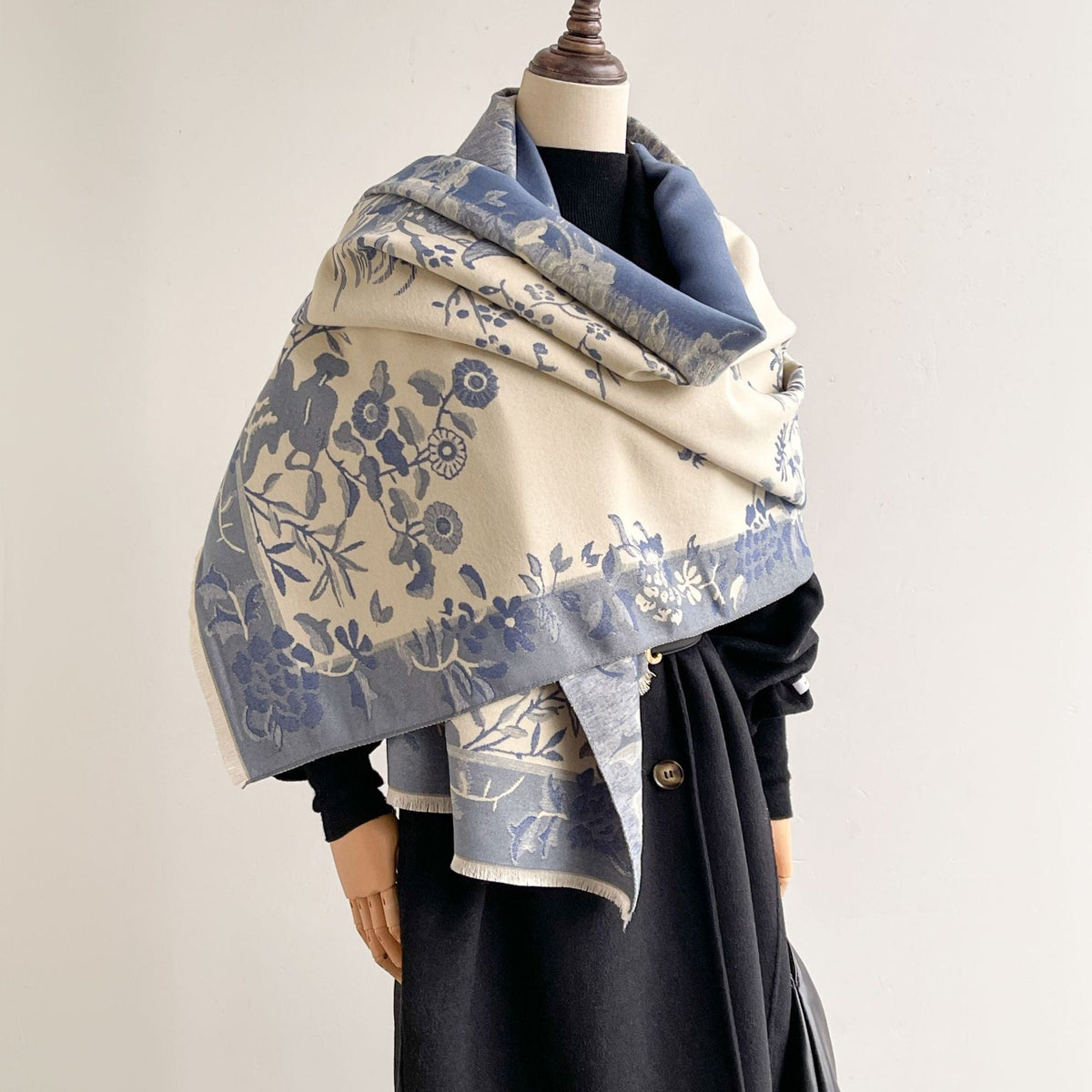 Toile Garden Print Oversized Blanket Scarf