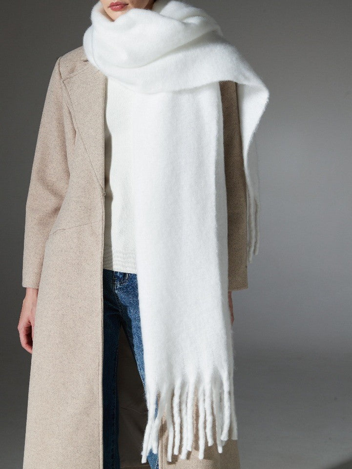 Brushed Blanket Scarf With Long Fringe