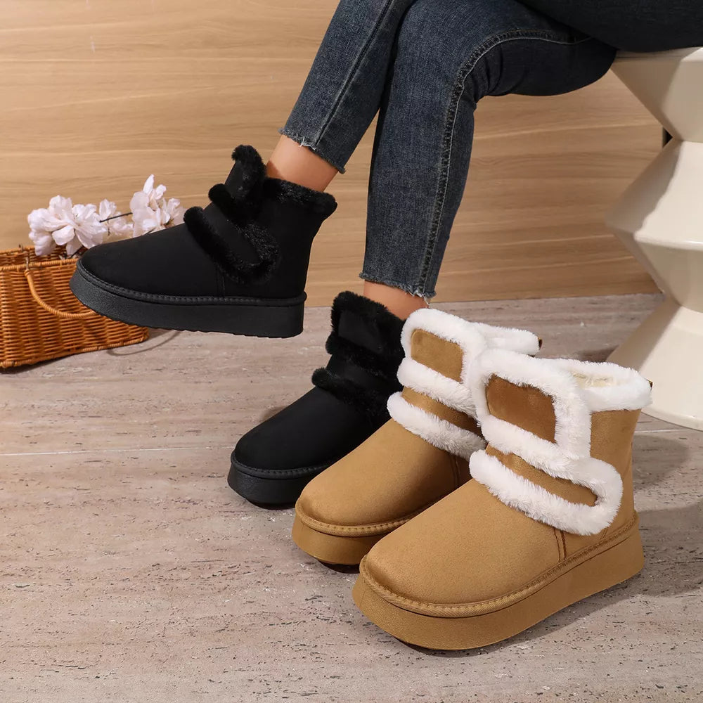 Hook-And-Loop Round Toe Platform Boots
