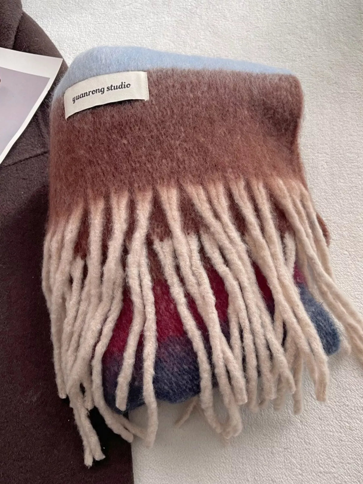 Soft Plaid Tassel Warm Scarf