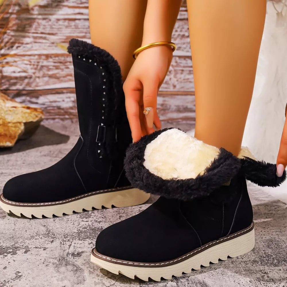 Slip-On Round Toe Platform Boots