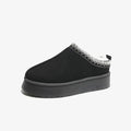 Faux Shearling Trim Platform Mules